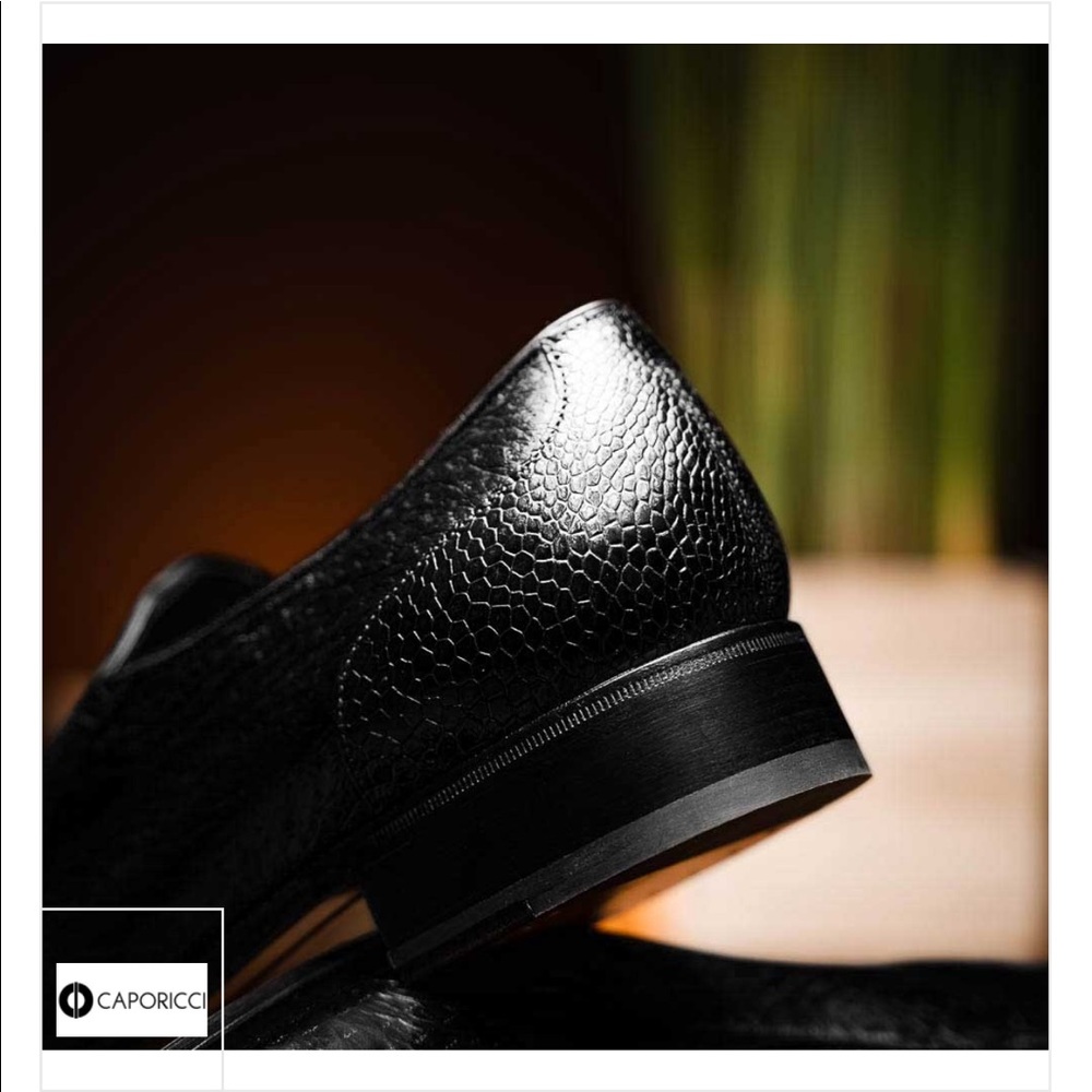 Caporicci 3324 Ostrich & Peccary Loafers Black - Picture 8 of 14
